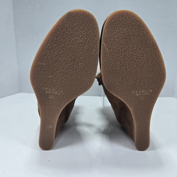 CECELIA NEW YORK North Star Chestnut Suede Leather Faux Fur Wedge Boots Size 8.5 - Picture 5 of 11